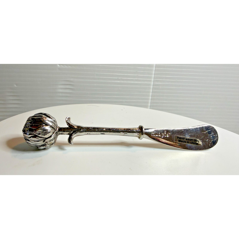 Mud Pie Artichoke Spreader Knife Silver Tone Detachable Handle Cheese Knife